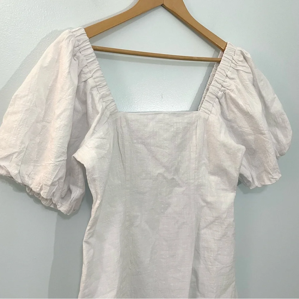 NWT SNDYS X Revolve White Tuscany Cotton Puff Sleeve Mini Dress Smock Boho XL - Picture 6 of 11
